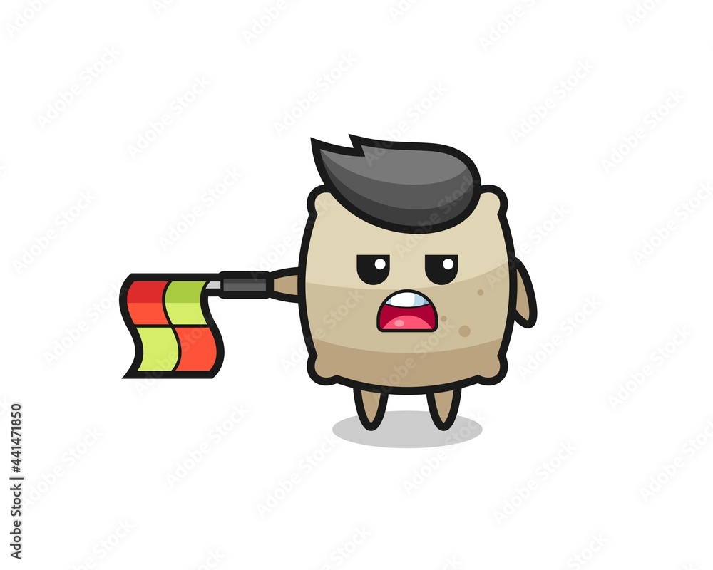 sack character as line judge hold the flag straight horizontally sack character as line judge hold the flag straight horizontally