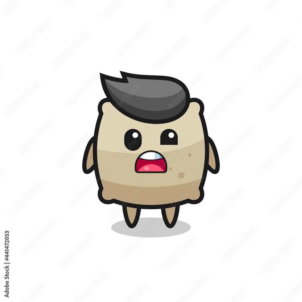 the shocked face of the cute sack mascot the shocked face of the cute sack mascot