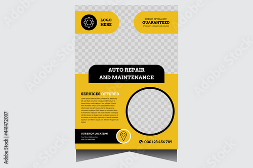 Repair and servicing flyer vector design template