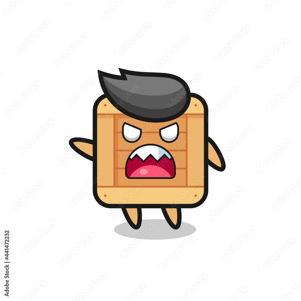 cute wooden box cartoon in a very angry pose cute wooden box cartoon in a very angry pose