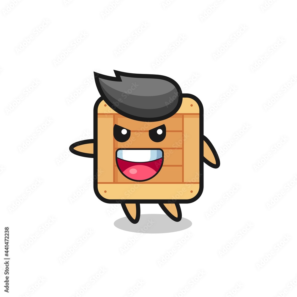 wooden box cartoon with very excited pose