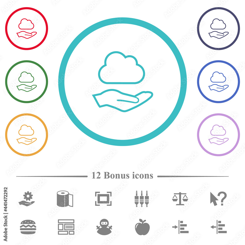 Cloud services flat color icons in circle shape outlines