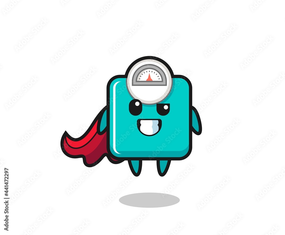 the cute weight scale character as a flying superhero the cute weight scale character as a flying superhero