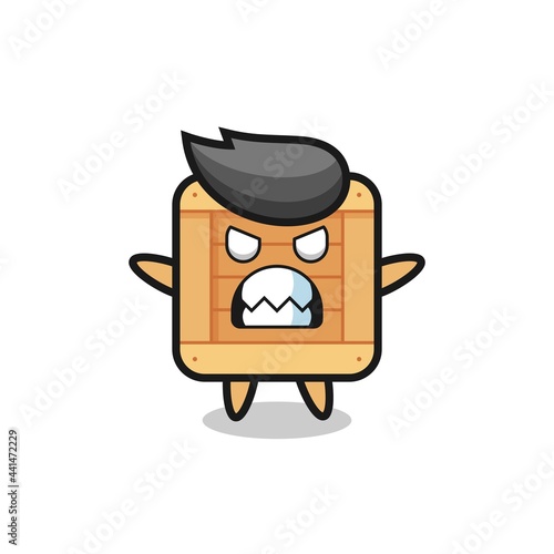 wrathful expression of the wooden box mascot character