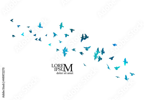 A flock of blue birds. Vector illustration