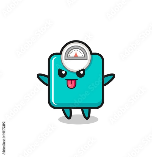 naughty weight scale character in mocking pose