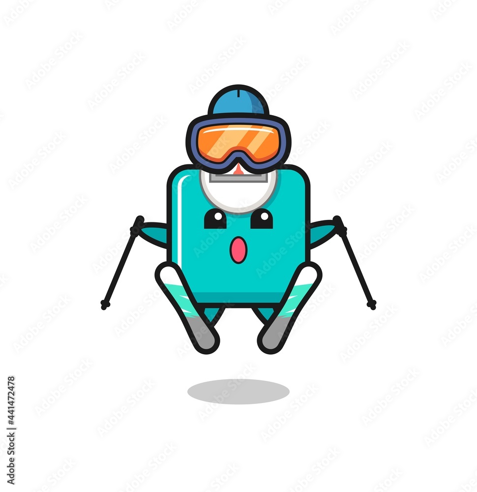 weight scale mascot character as a ski player weight scale mascot character as a ski player
