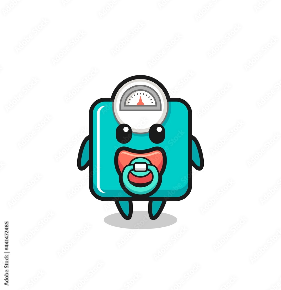 baby weight scale cartoon character with pacifier baby weight scale cartoon character with pacifier