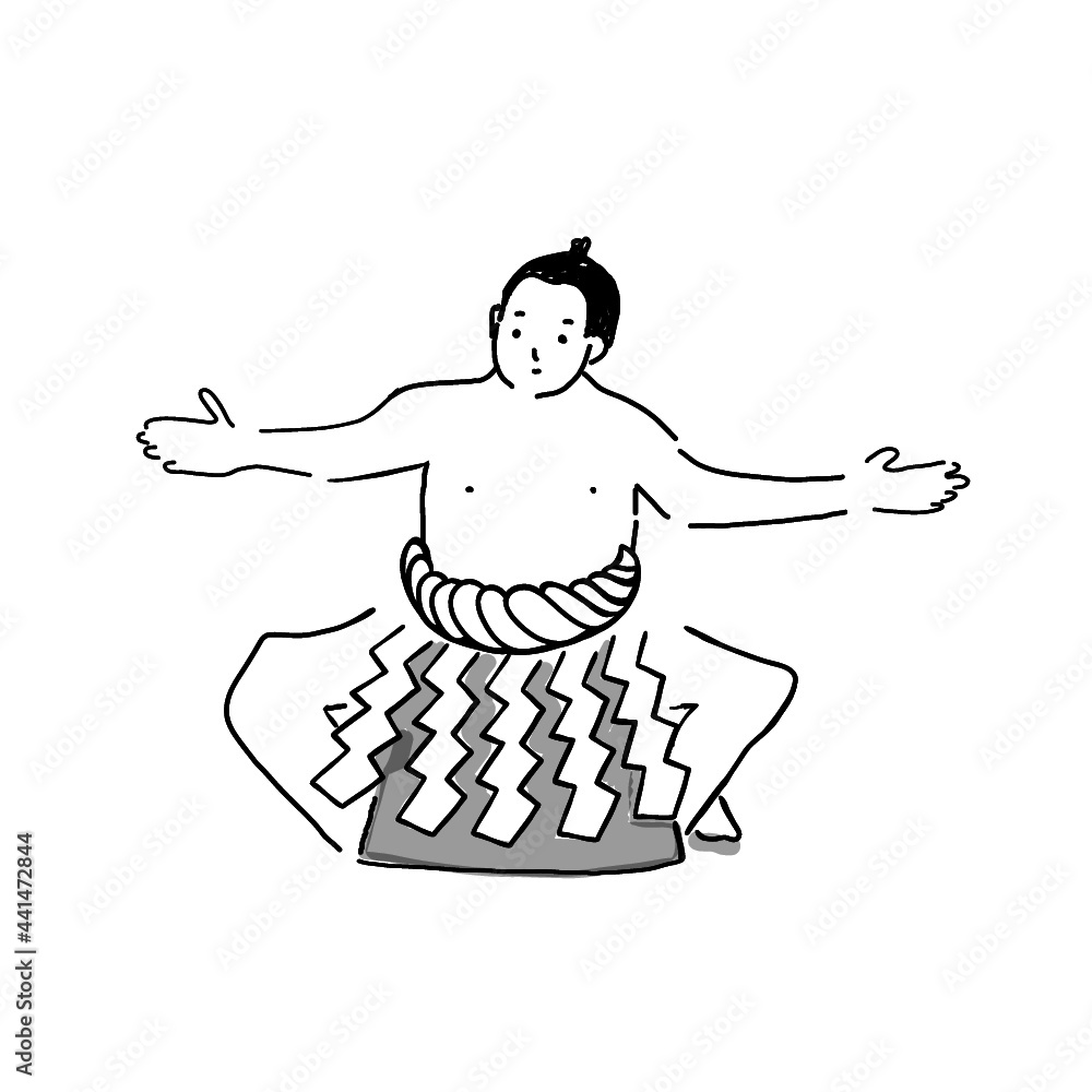 Japanese sports illustration. Hand drawn sketch. Japanese culture. Vector illustration of Japanese sumo. Olympic tokyo sports design elements. Isolated objects. 