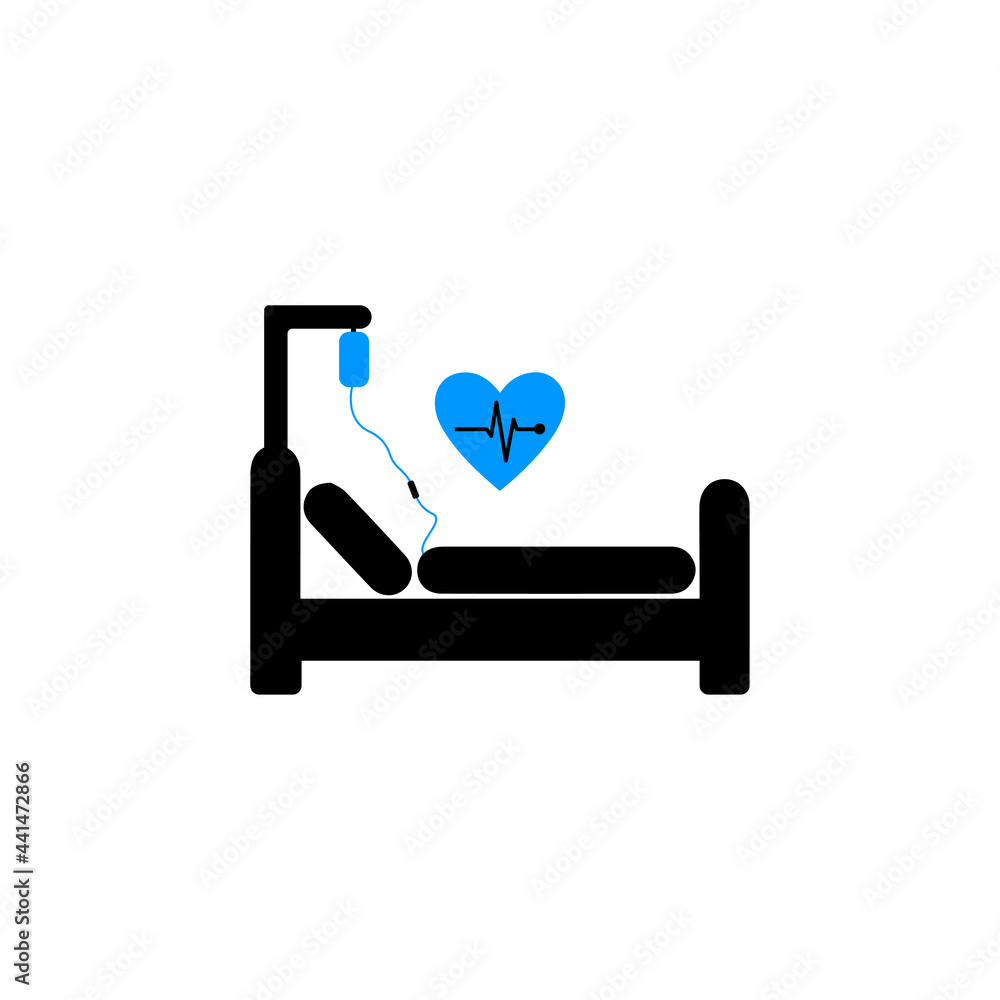 patient on bed in hospital icon patient on bed in hospital icon