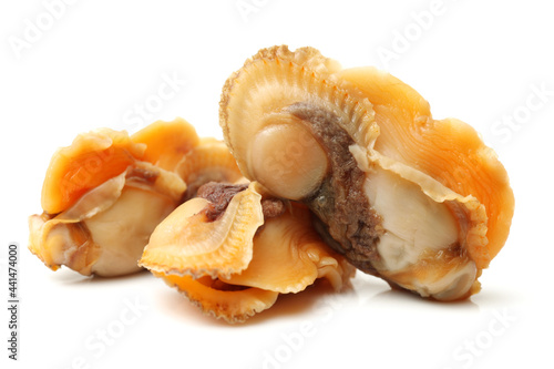 Fresh boiled cockle meat on white background