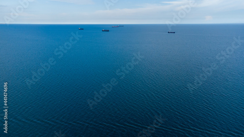 Obraz na płótnie Cargo ships at the roadstead of the commercial port