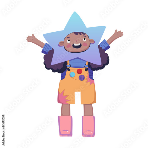 Star girl colorful vector illustration