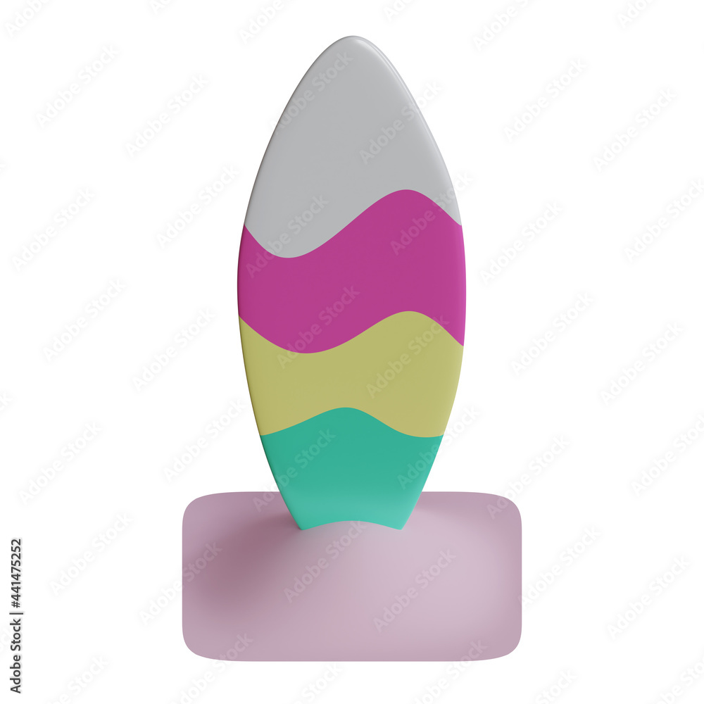 Fototapeta premium Summer Surfboard 3D Rendering Illustration