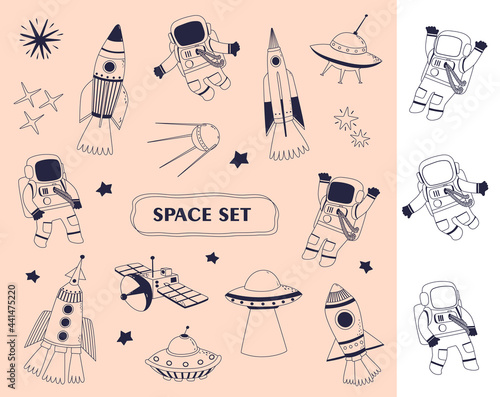 Outline Space elements vector set