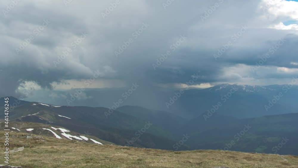 Rain wall in the carpathian mountains in summer Rain wall in the carpathian mountains in summer