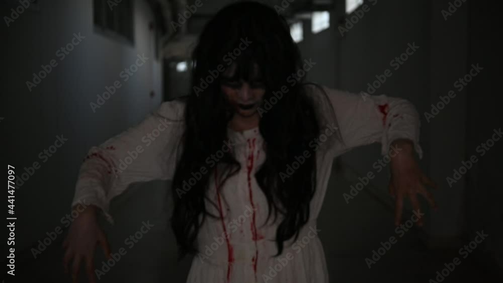 Portrait of asian woman make up ghost,Scary horror scene for background,Halloween festival concept,Ghost movies poster Portrait of asian woman make up ghost,Scary horror scene for background,Halloween festival concept,Ghost movies poster