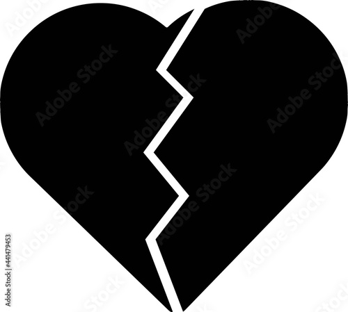 Vector illustration of silhouette of a broken heart