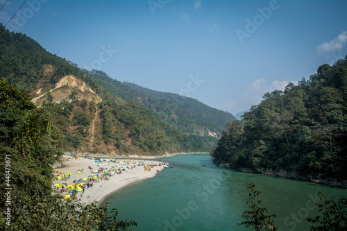 Tourists camping at Triveni Sangam, darjeeling, West Bengal, India
