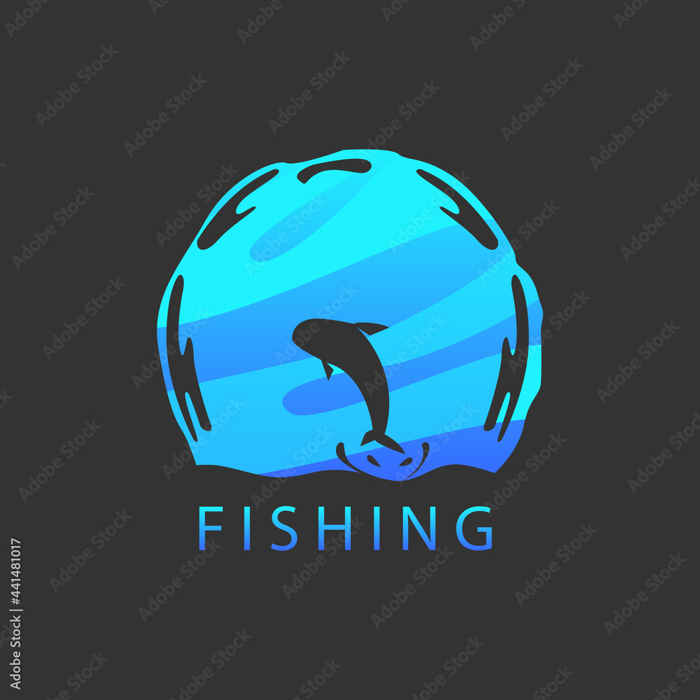 Fishing Night Logo Design Vector