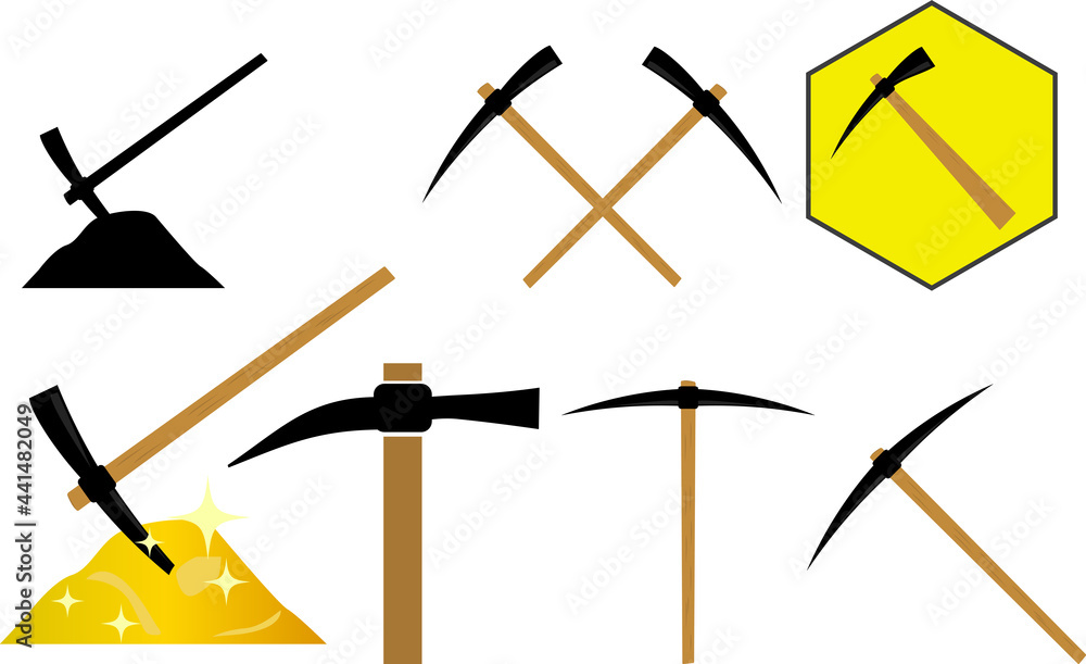 ツルハシとマーク アイコンセット Stock Vector Adobe Stock