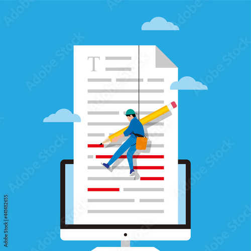 Copywriting flat vector illustration.for banner, blog post, website, cover, background, card, wallpaper, icon