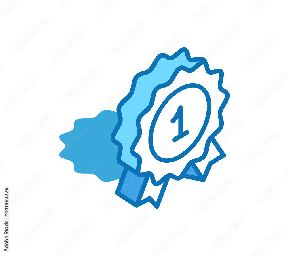 Obraz premium Achievement badge isometric icon. Reward, prize 3D line symbol.