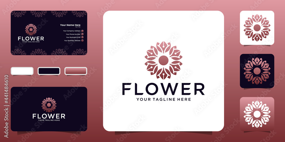 luxury red rose flower logo and business card template luxury red rose flower logo and business card template