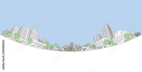 街並みのベクターイラスト.　線画イラスト.