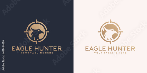 wild eagle hunter logo template design