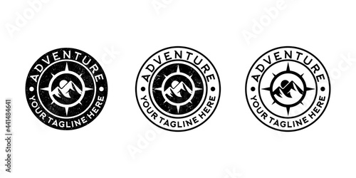 mountain adventure vintage logo collection and compass logo