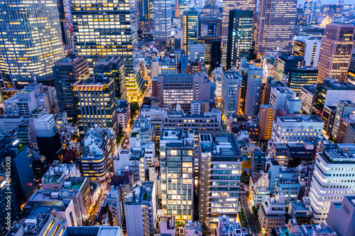 都会の夜景　空撮