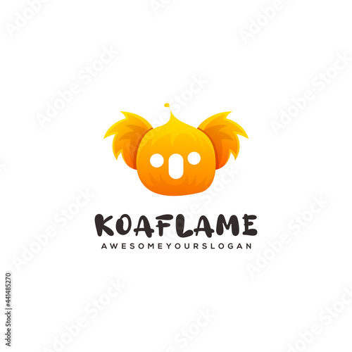 koala flame colorful logo design 