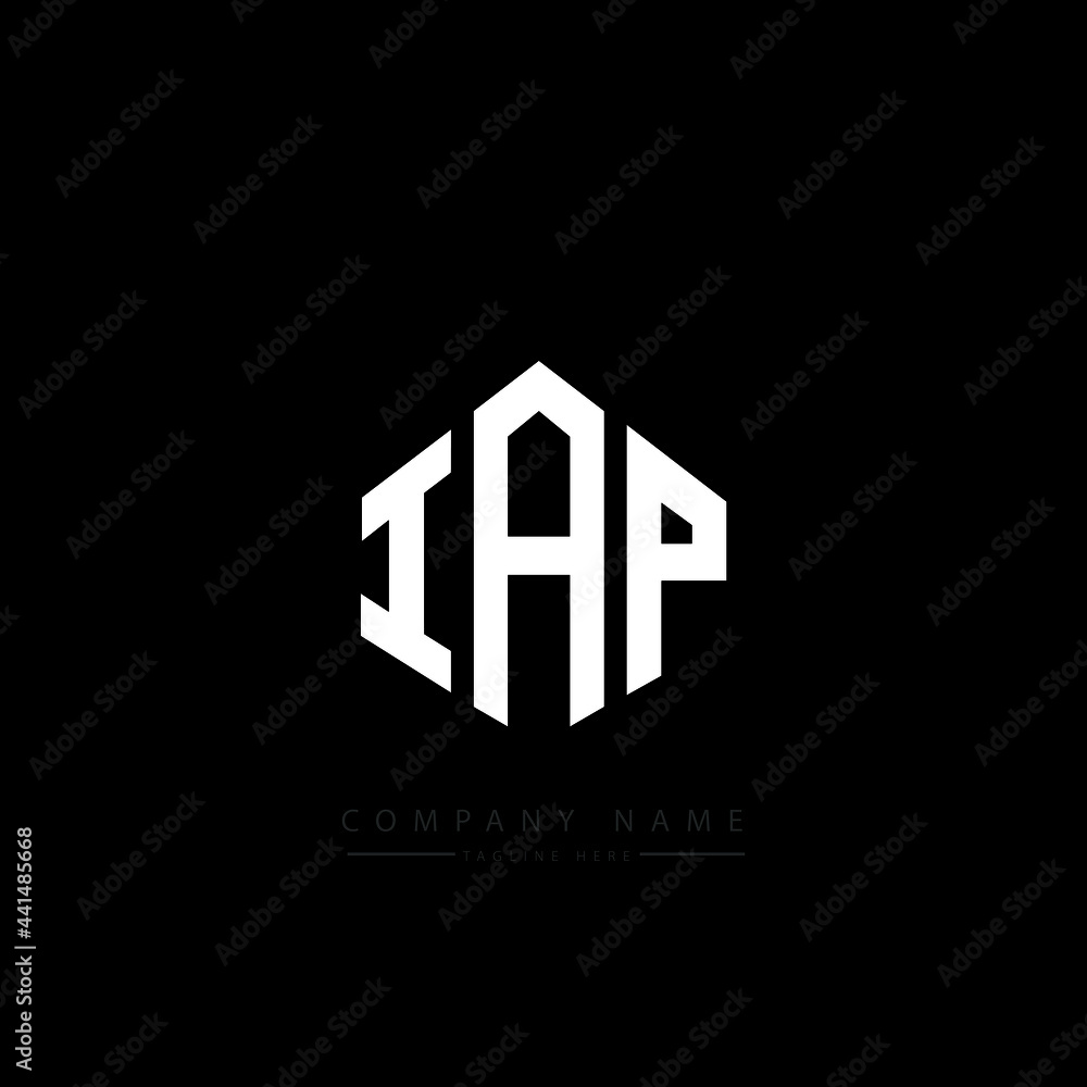 IAP letter logo design with polygon shape. IAP polygon logo monogram. IAP cube logo design. IAP hexagon vector logo template white and black colors. IAP monogram. IAP business and real estate logo. 