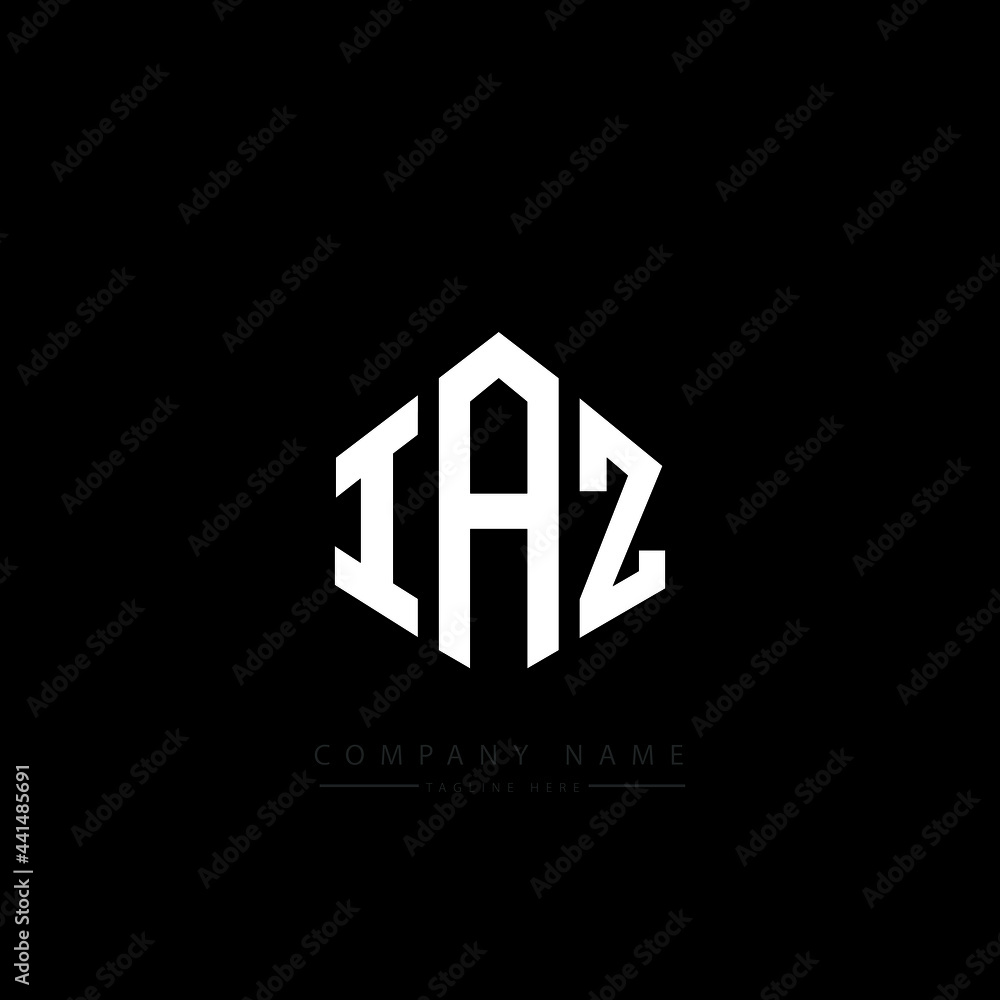 IAZ letter logo design with polygon shape. IAZ polygon logo monogram. IAZ cube logo design. IAZ hexagon vector logo template white and black colors. IAZ monogram. IAZ business and real estate logo. 