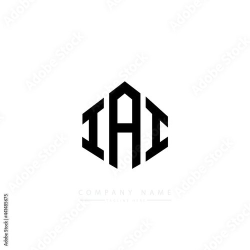 IAI letter logo design with polygon shape. IAI polygon logo monogram. IAI cube logo design. IAI hexagon vector logo template white and black colors. IAI monogram. IAI business and real estate logo.  photo