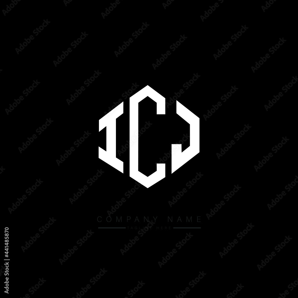 ICJ letter logo design with polygon shape. ICJ polygon logo monogram. ICJ cube logo design. ICJ hexagon vector logo template white and black colors. ICJ monogram. ICJ business and real estate logo. 