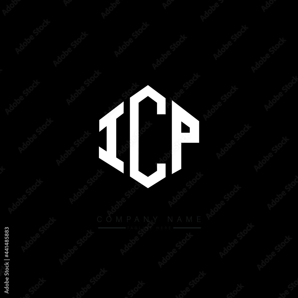 ICP letter logo design with polygon shape. ICP polygon logo monogram. ICP cube logo design. ICP hexagon vector logo template white and black colors. ICP monogram. ICP business and real estate logo. 
