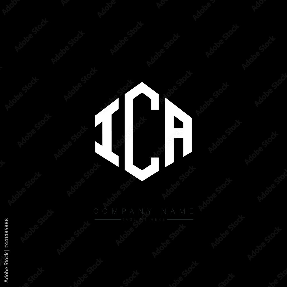 ICA letter logo design with polygon shape. ICA polygon logo monogram. ICA cube logo design. ICA hexagon vector logo template white and black colors. ICA monogram. ICA business and real estate logo. 