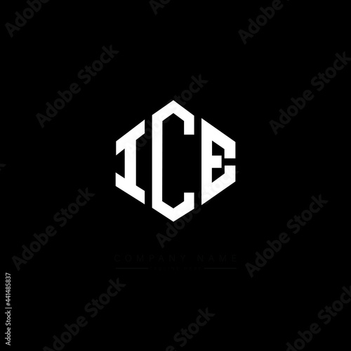 ICE letter logo design with polygon shape. ICE polygon logo monogram. ICE cube logo design. ICE hexagon vector logo template white and black colors. ICE monogram. ICE business and real estate logo. 