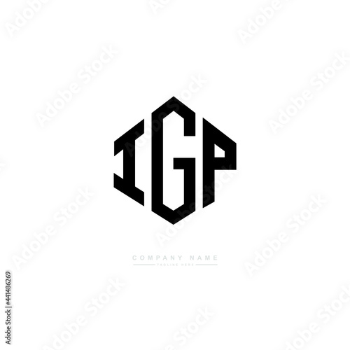 IGP letter logo design with polygon shape. IGP polygon logo monogram. IGP cube logo design. IGP hexagon vector logo template white and black colors. IGP monogram. IGP business and real estate logo.  photo