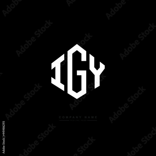 IGY letter logo design with polygon shape. IGY polygon logo monogram. IGY cube logo design. IGY hexagon vector logo template white and black colors. IGY monogram. IGY business and real estate logo.  photo