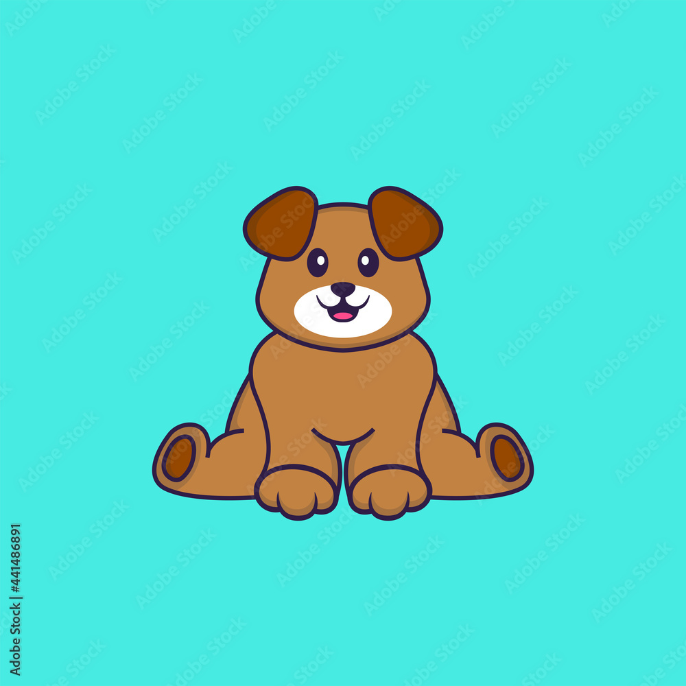 Cute dog is sitting. Animal cartoon concept isolated. Can used for t-shirt, greeting card, invitation card or mascot. Flat Cartoon Style Cute dog is sitting. Animal cartoon concept isolated. Can used for t-shirt, greeting card, invitation card or mascot. Flat Cartoon Style