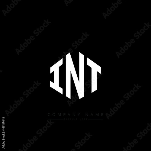 INT letter logo design with polygon shape. INT polygon logo monogram. INT cube logo design. INT hexagon vector logo template white and black colors. INT monogram. INT business and real estate logo. 