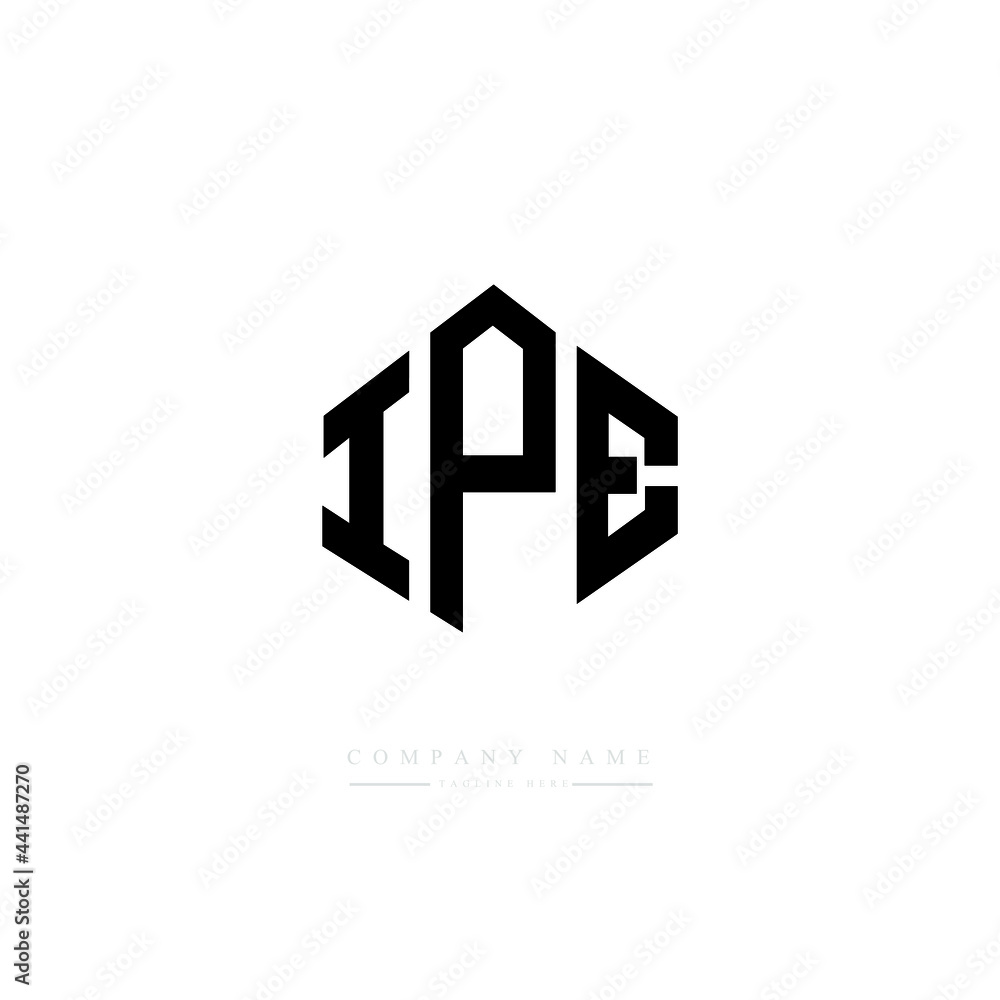 IPE letter logo design with polygon shape. IPE polygon logo monogram. IPE cube logo design. IPE hexagon vector logo template white and black colors. IPE monogram. IPE business and real estate logo. 