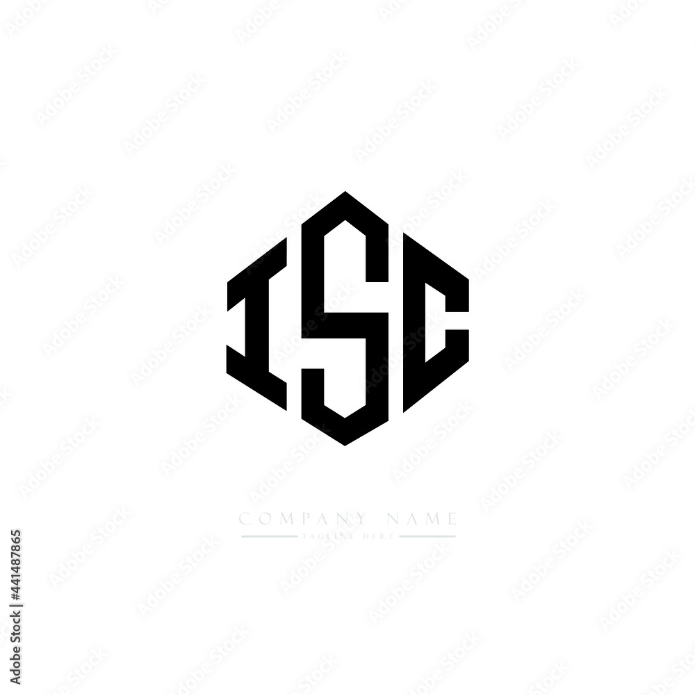 ISC letter logo design with polygon shape. ISC polygon logo monogram. ISC cube logo design. ISC hexagon vector logo template white and black colors. ISC monogram. ISC business and real estate logo.  - obrazy, fototapety, plakaty 