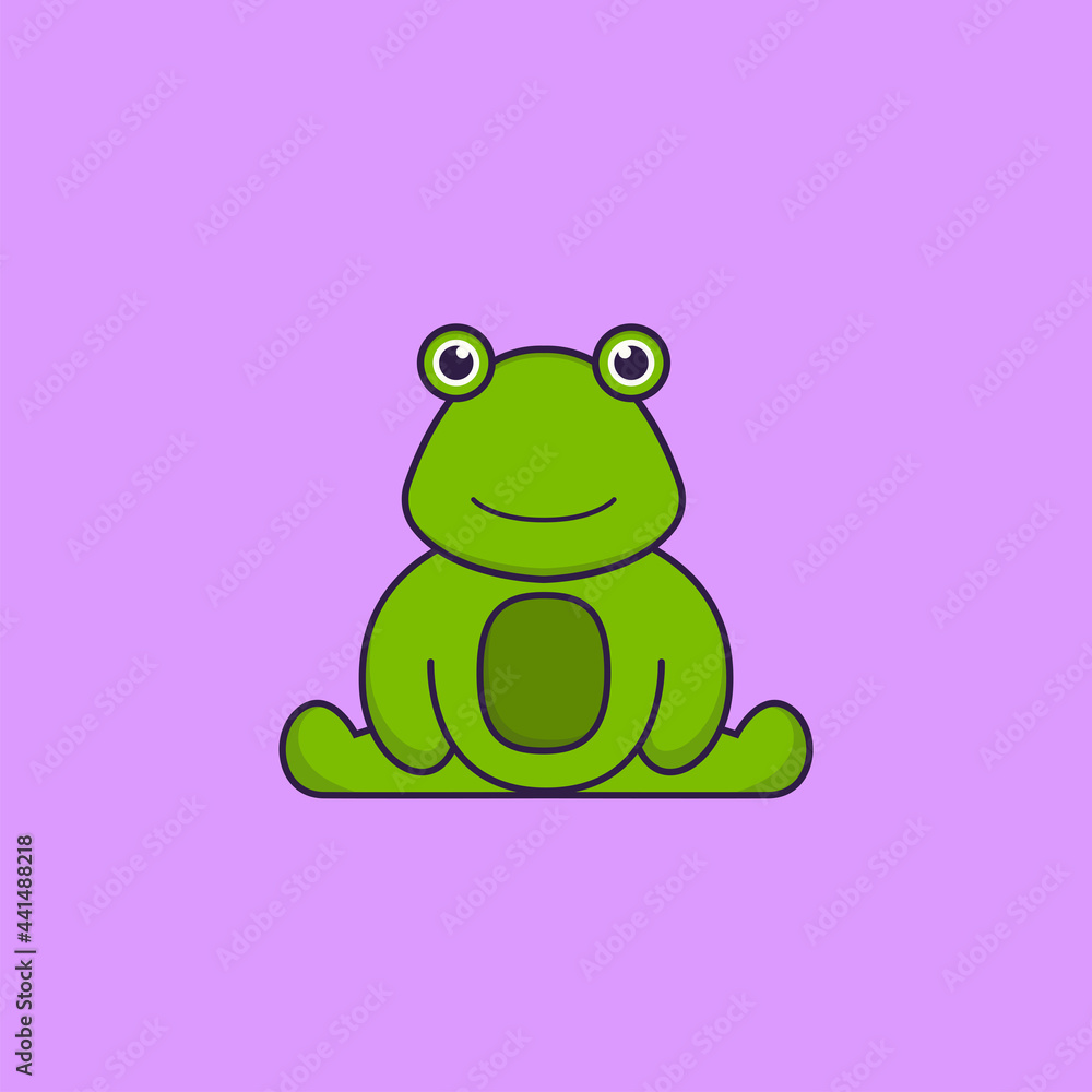 Cute frog is sitting. Animal cartoon concept isolated. Can used for t-shirt, greeting card, invitation card or mascot. Flat Cartoon Style Cute frog is sitting. Animal cartoon concept isolated. Can used for t-shirt, greeting card, invitation card or mascot. Flat Cartoon Style