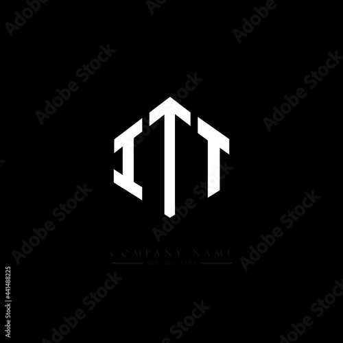 ITT letter logo design with polygon shape. ITT polygon logo monogram. ITT cube logo design. ITT hexagon vector logo template white and black colors. ITT monogram. ITT business and real estate logo. 