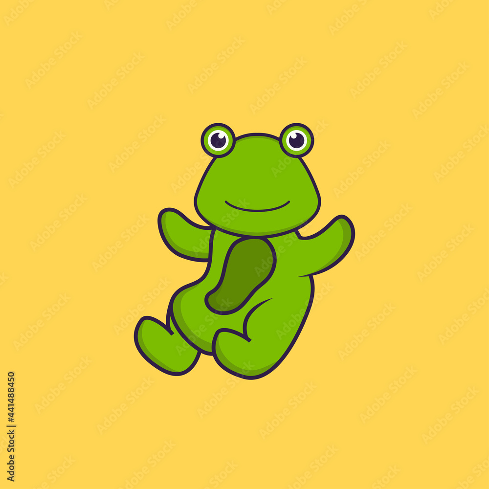 Cute frog is flying. Animal cartoon concept isolated. Can used for t-shirt, greeting card, invitation card or mascot. Flat Cartoon Style Cute frog is flying. Animal cartoon concept isolated. Can used for t-shirt, greeting card, invitation card or mascot. Flat Cartoon Style