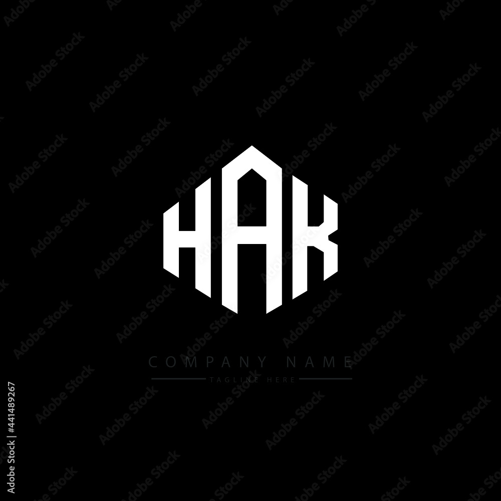 HAK letter logo design with polygon shape. HAK polygon logo monogram. HAK cube logo design. HAK hexagon vector logo template white and black colors. HAK monogram. HAK business and real estate logo.  - obrazy, fototapety, plakaty 